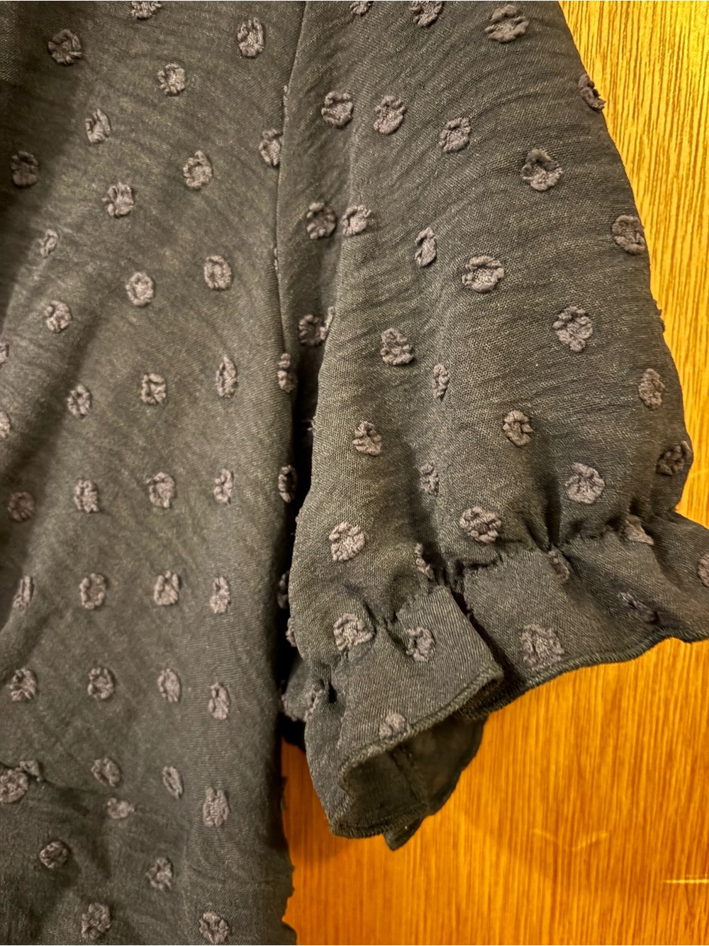 Navy Blue V-Neck Swiss Dot Puff Sleeve Mini Dress NWOT - Picture 7 of 9